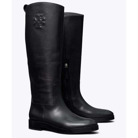 Tory Burch Black Leather Riding Boot Size 9.5 NWOB - Picture 1 of 6